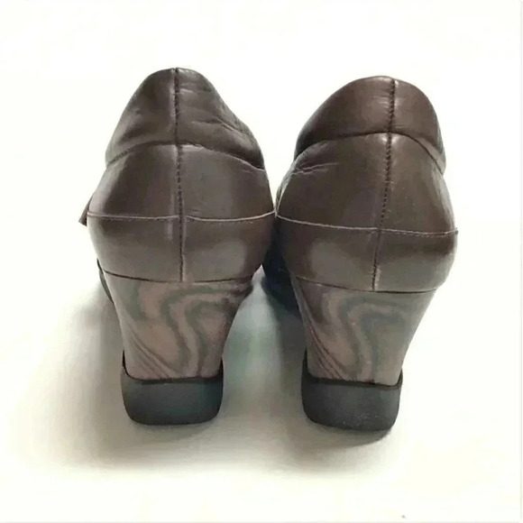 Sanita Maralyn Women 10.5 11 EU 41 Wedge Loafers Brown Leather Monk Strap Buckle - Picture 5 of 6